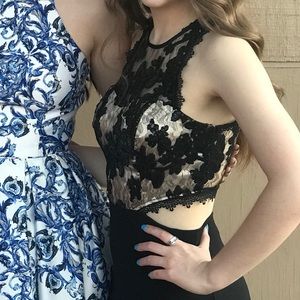 Size 5 formal dress, beautiful back, worn twice!